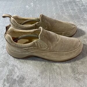 LL Bean Shoes Mens Size 9.5 Beige Canvas Slip On Boat Summer Vacation‎ Resort